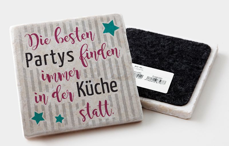 Marmoruntersetzer "Die besten Partys finden"
