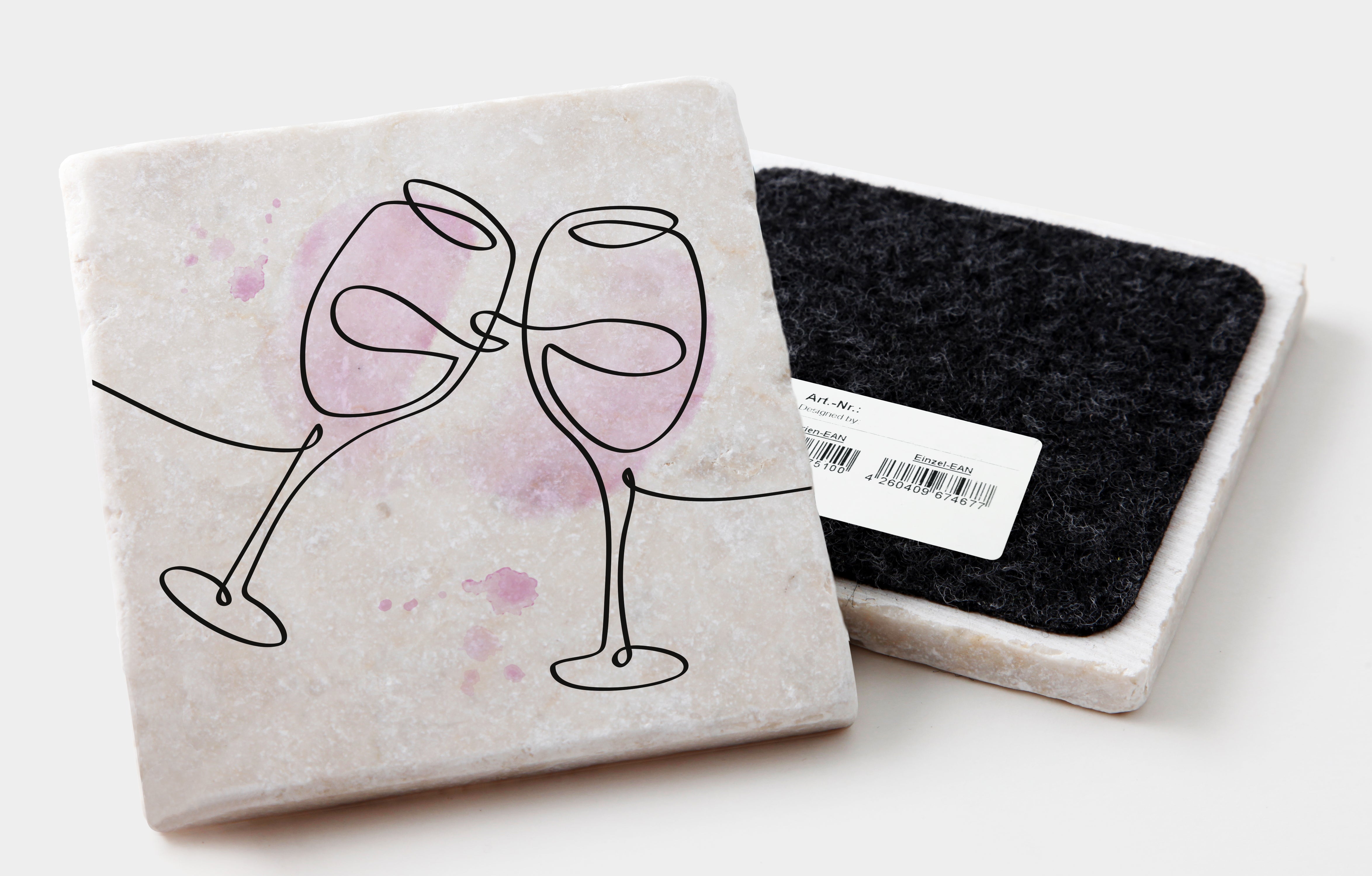 Marmoruntersetzer "One Line Wine"