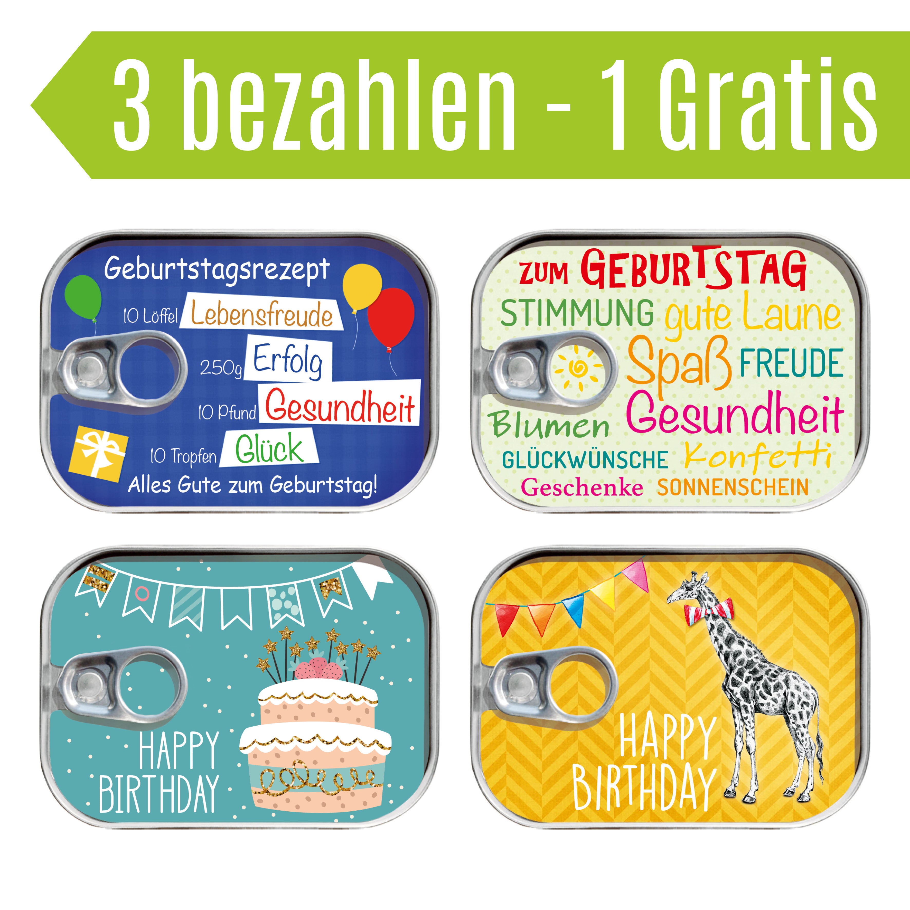 Dosenpost 4er Set "Geburtstag III"