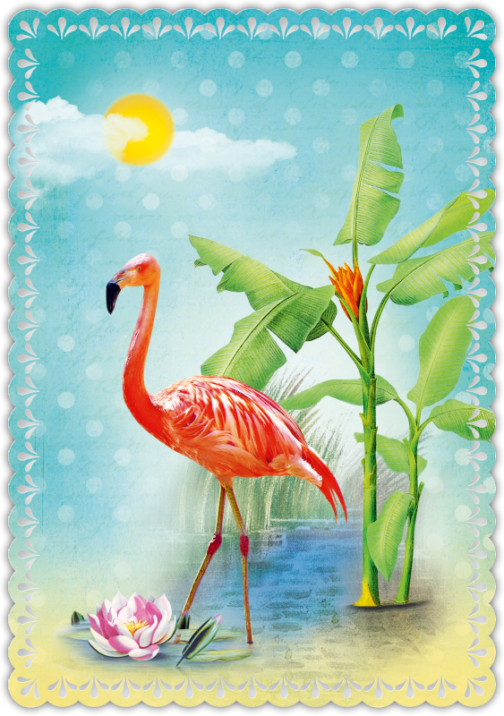 Grußkarte Romantique Flamingo