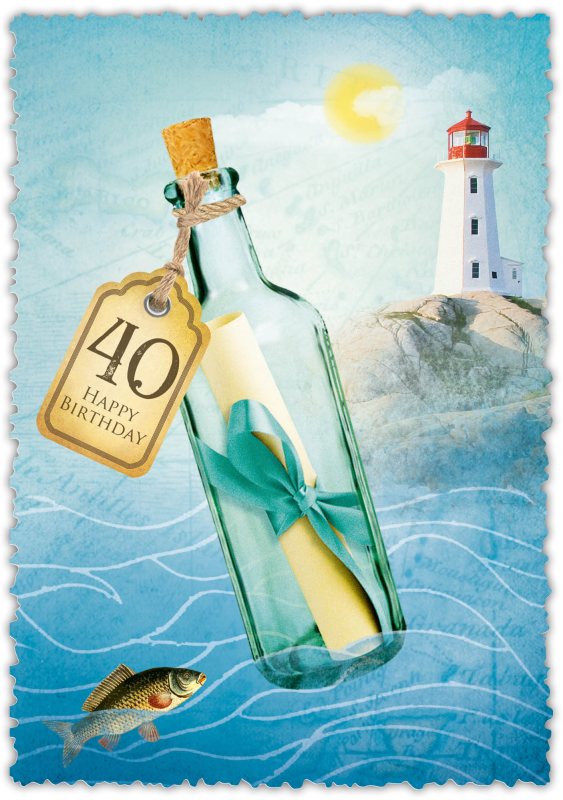 Grußkarte Romantique Flasche"40"