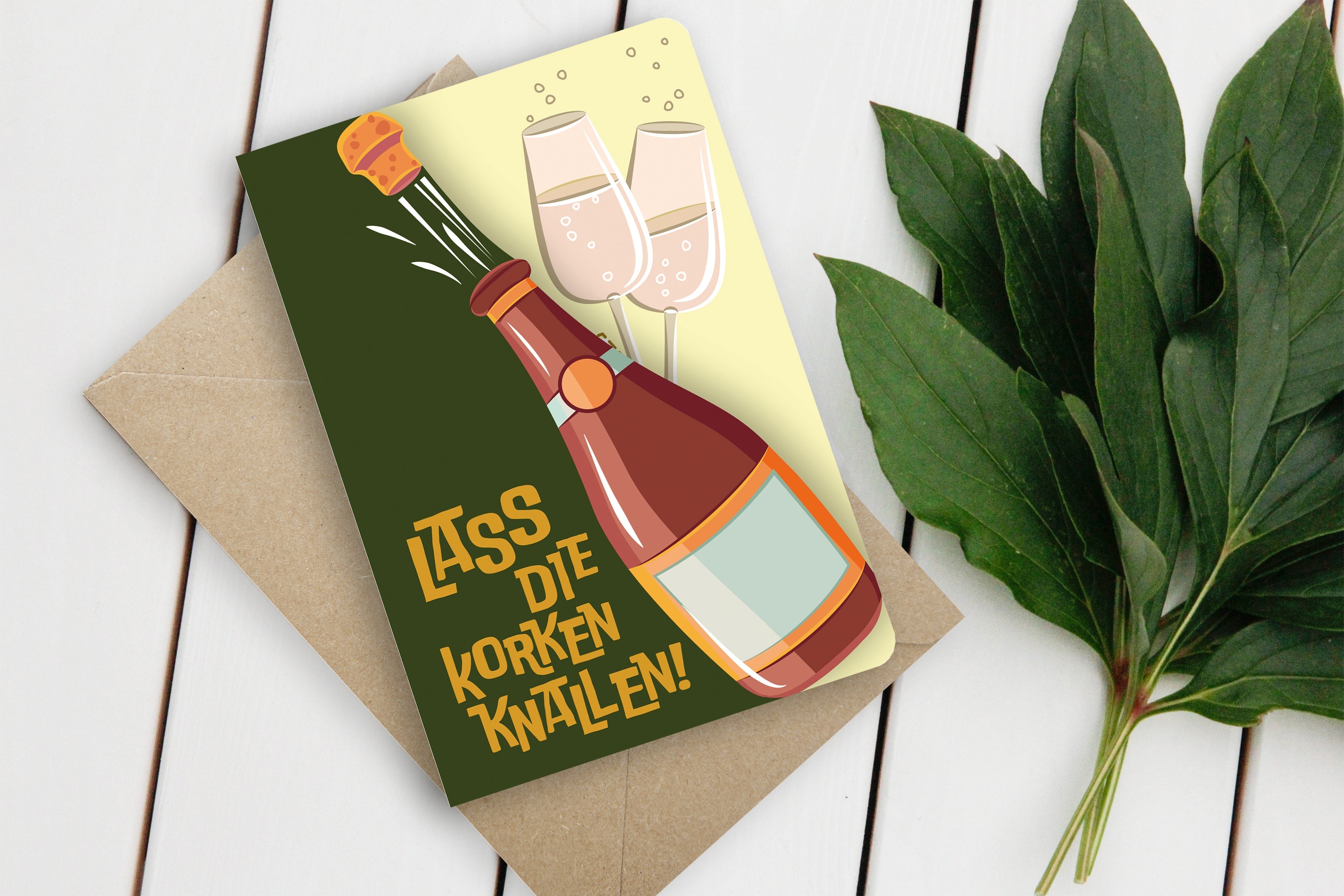 Grußkarte Fun-Cut "Lass die Korken knallen"