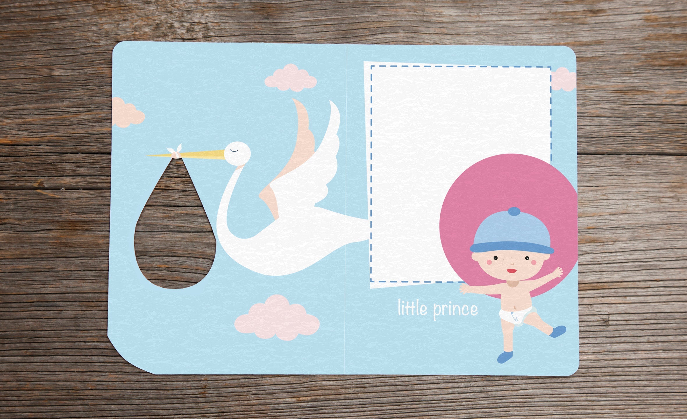 Grußkarte Fun-Cut "Hello Baby- Blue"