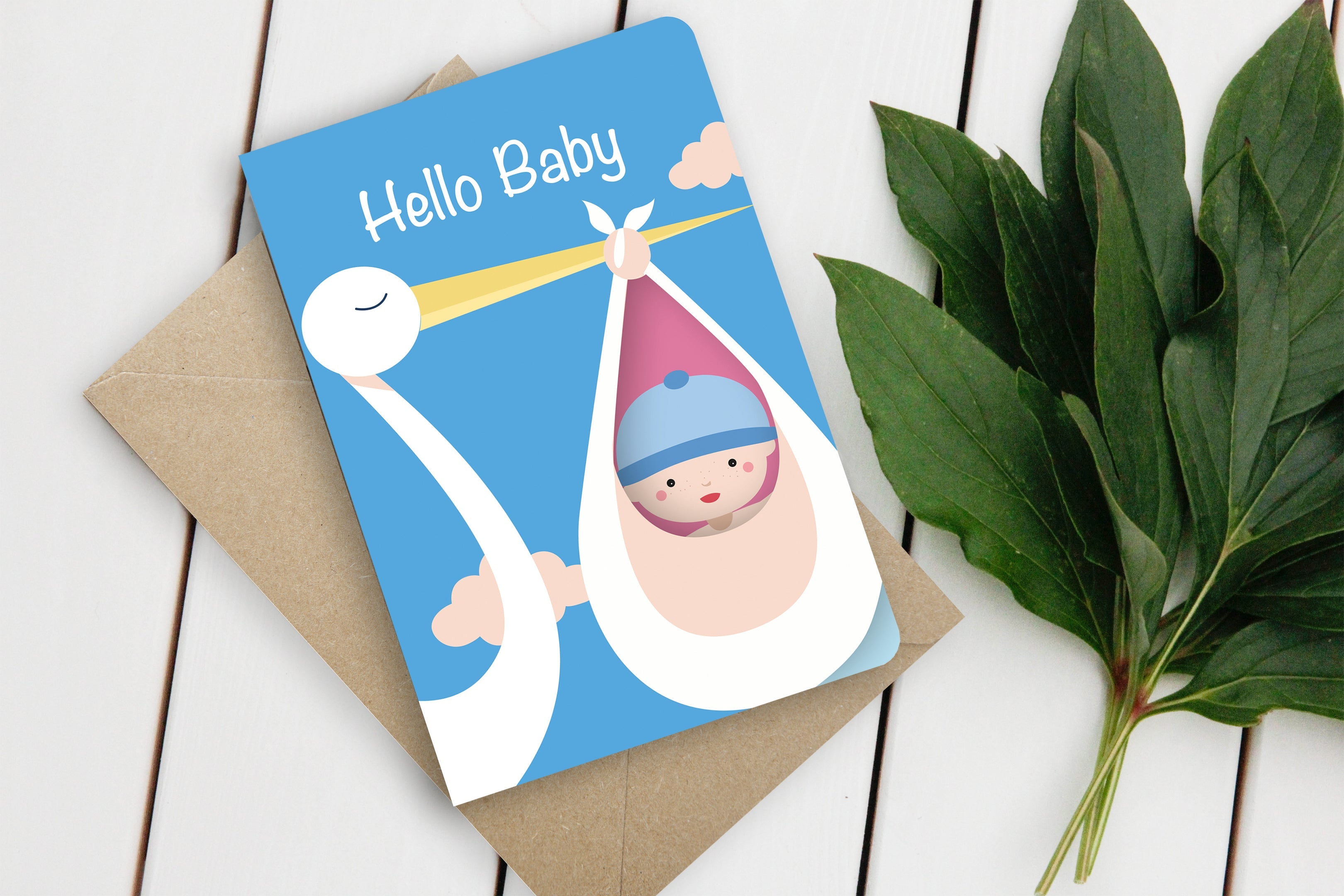 Grußkarte Fun-Cut "Hello Baby- Blue"