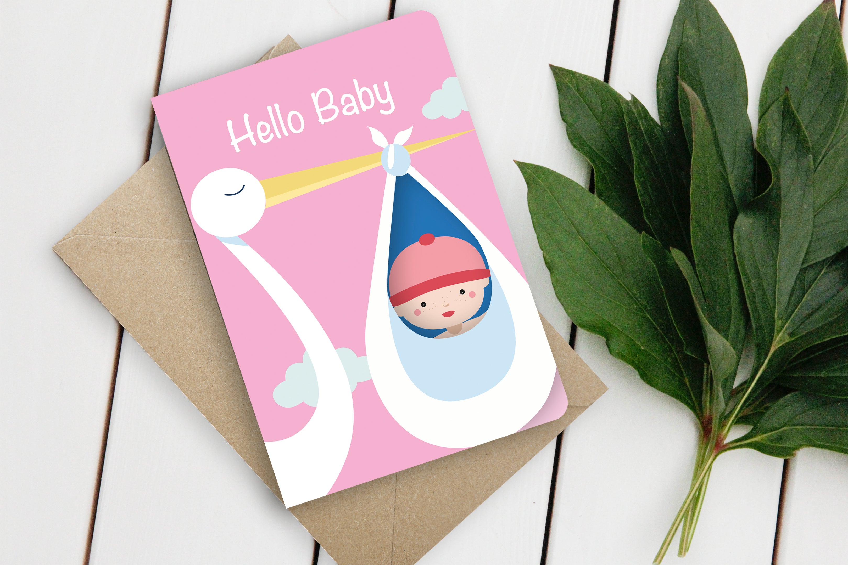 Fun-Cut Doppelkarte "Hello Baby - Rosa"