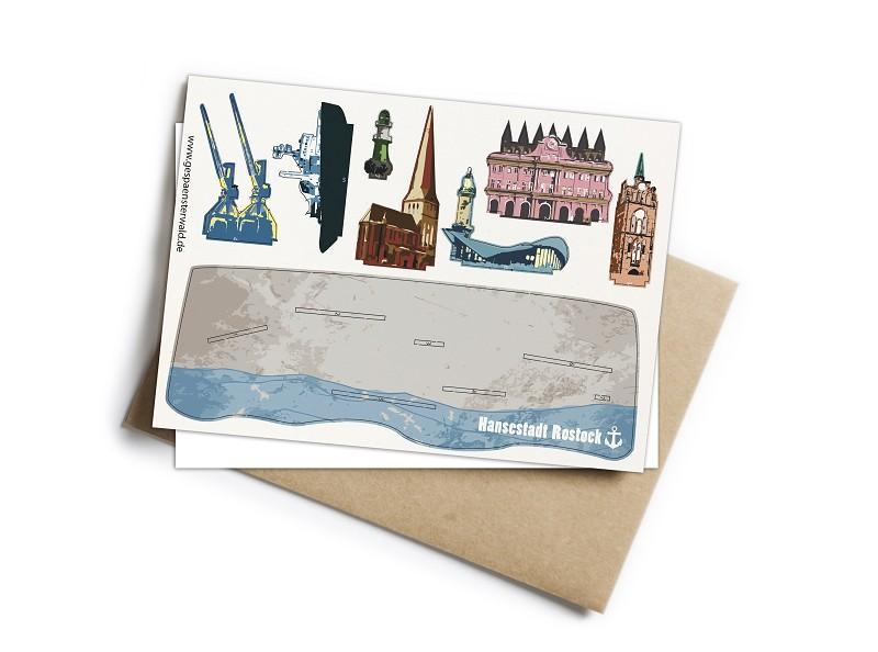 Pop-Up Karte 3D Glückwunschkarte Rostock- Bastelkarte zum verschenken - Gespänsterwald
