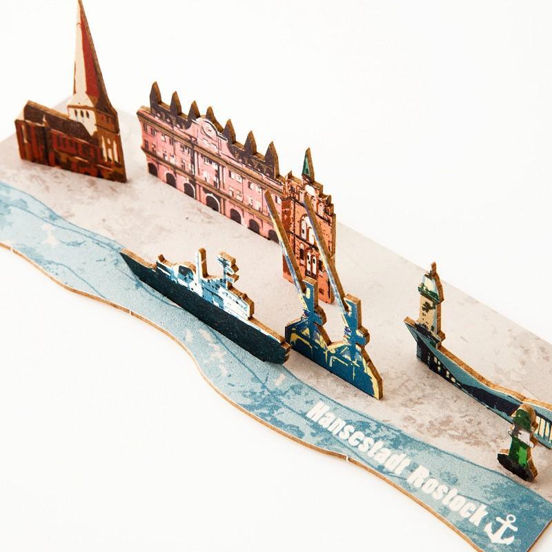 Pop-Up Karte 3D Glückwunschkarte Rostock- Bastelkarte zum verschenken - Gespänsterwald
