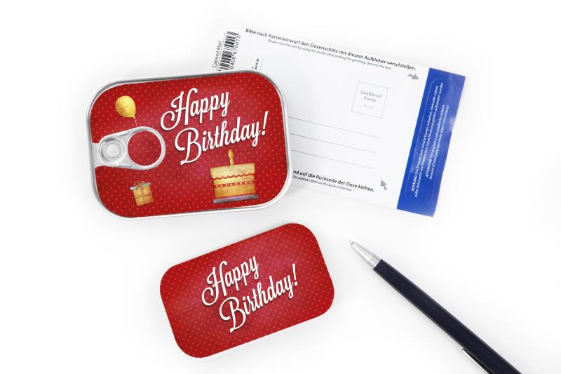 Dosenpost "Happy Birthday"