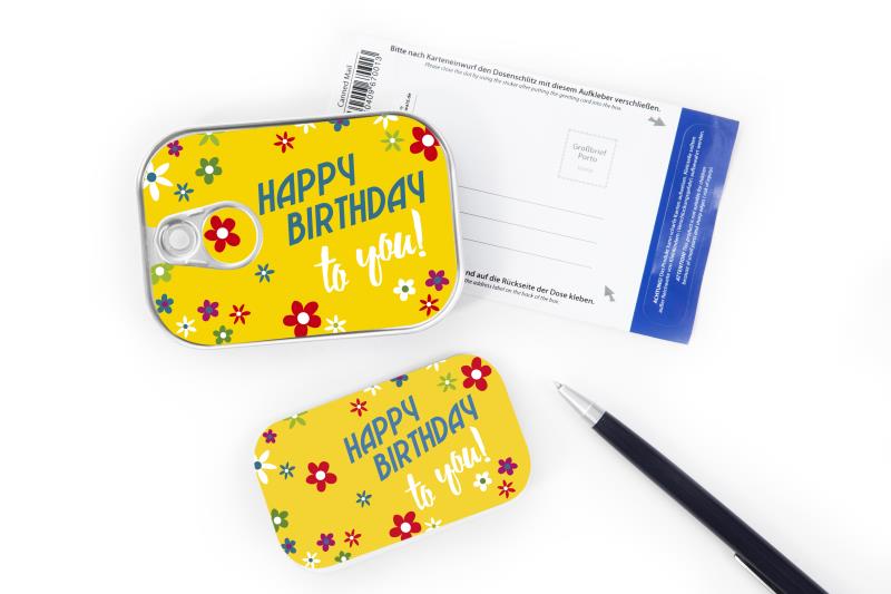 Dosenpost "Happy Birthday to you!"