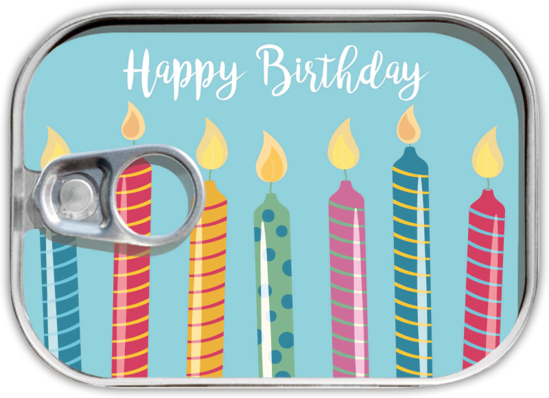 Dosenpost "Happy Birthday" Kerzen