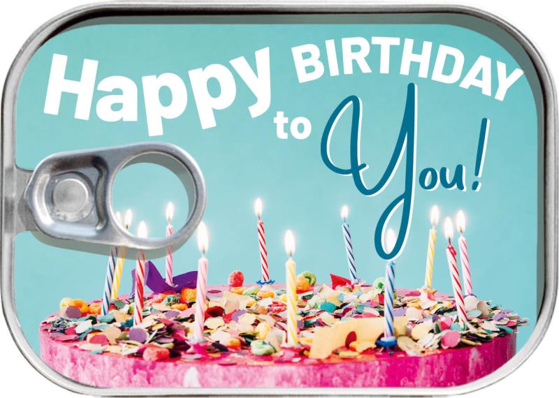 Dosenpost "Happy Birthday to you!"