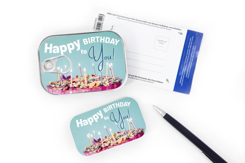 Dosenpost "Happy Birthday to you!"