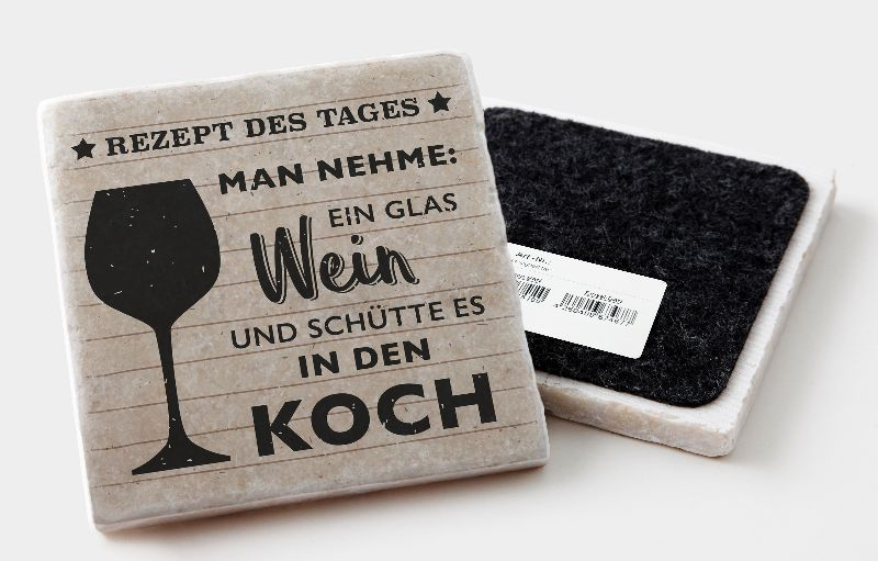 Marmoruntersetzer "Rezept des Tages. Man nehme: …"