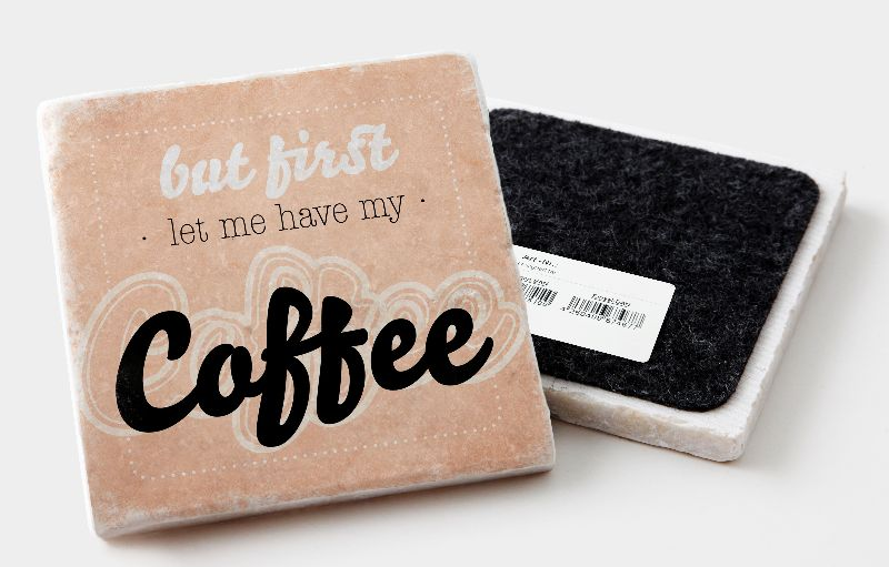 Marmoruntersetzer "But first Coffee"