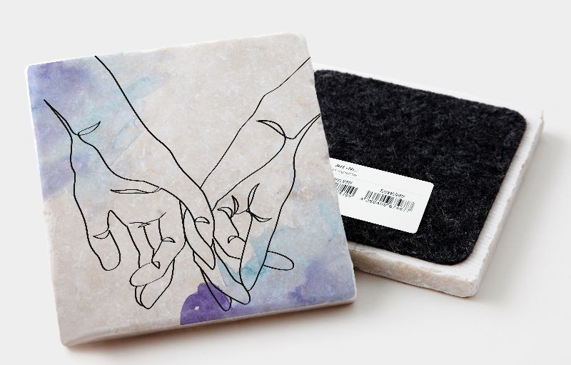 Marmoruntersetzer Oneline "Hand in Hand"