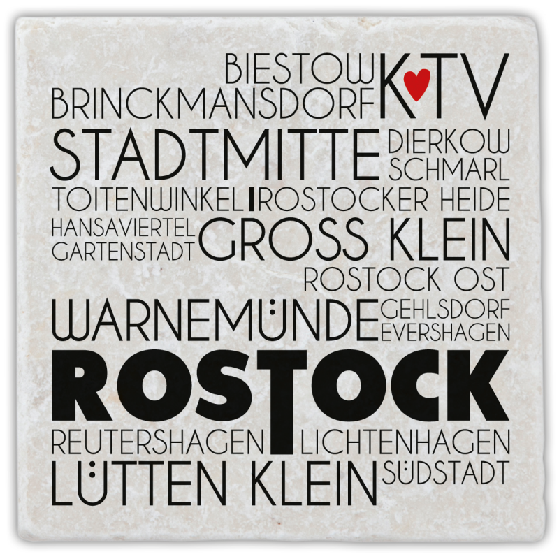 Marmoruntersetzer Rostock Typografie