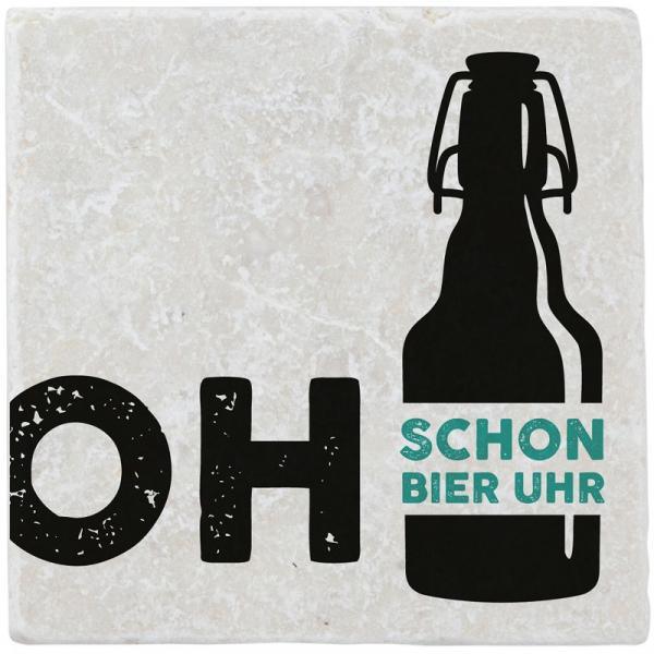 Marmoruntersetzer "Oh schon Bier Uhr"