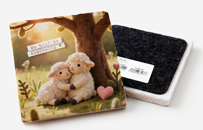 Marmoruntersetzer Falunies "Schafe kuscheln"
