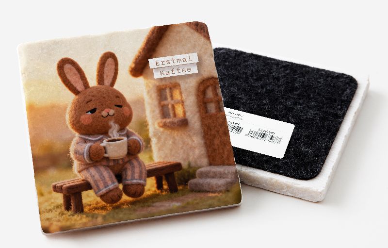 Marmoruntersetzer Falunies "Hase Kaffee"
