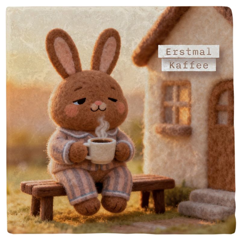 Marmoruntersetzer Falunies "Hase Kaffee"