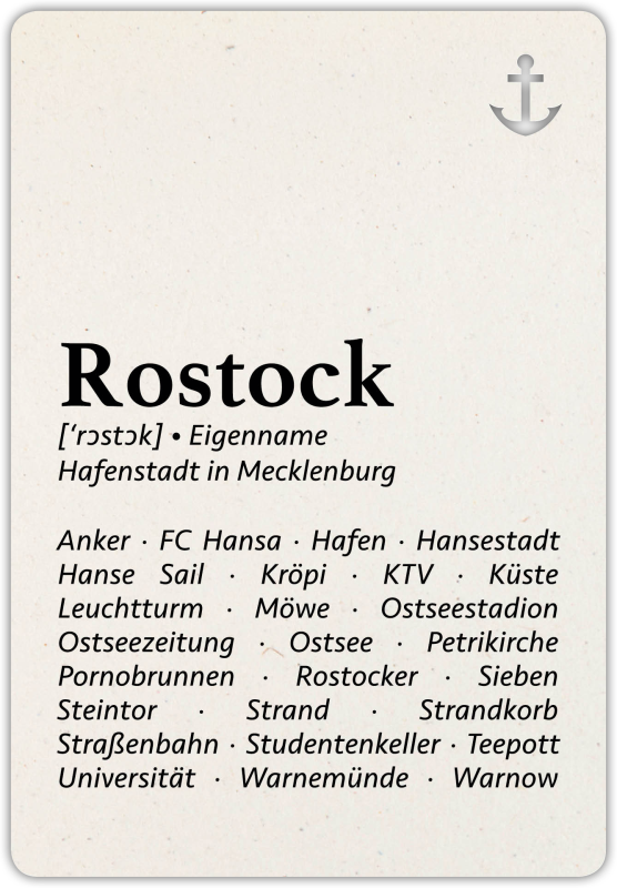 Postkarte unser Finne Rostock Text