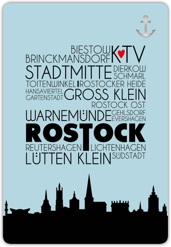 Postkarte unser Finne Rostock Silhouette