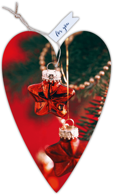Herzkarte unser Finne "Weihnachtskugeln"