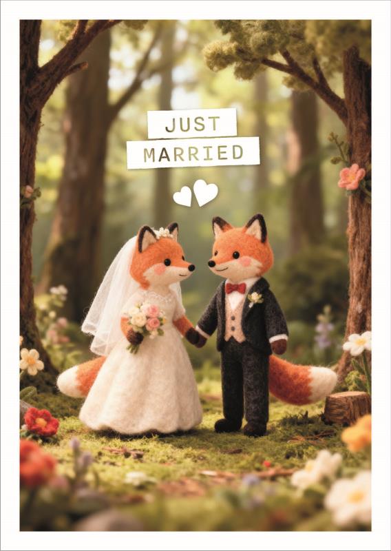 Postkarte Falunies "Just Married"
