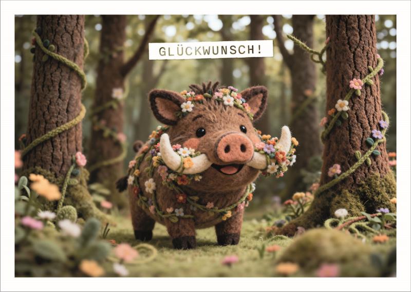 Postkarte Falunies "Glückwunsch"