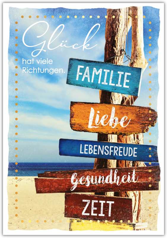 Postkarte Happy Words "Glück hat viele Richtungen..."