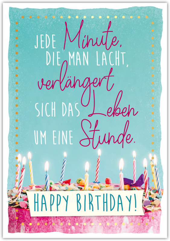 Postkarte Happy Words "Jede Minute, die man lacht, …"