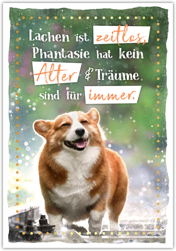 Postkarte Happy Words "Lachen ist zeitlos, …"