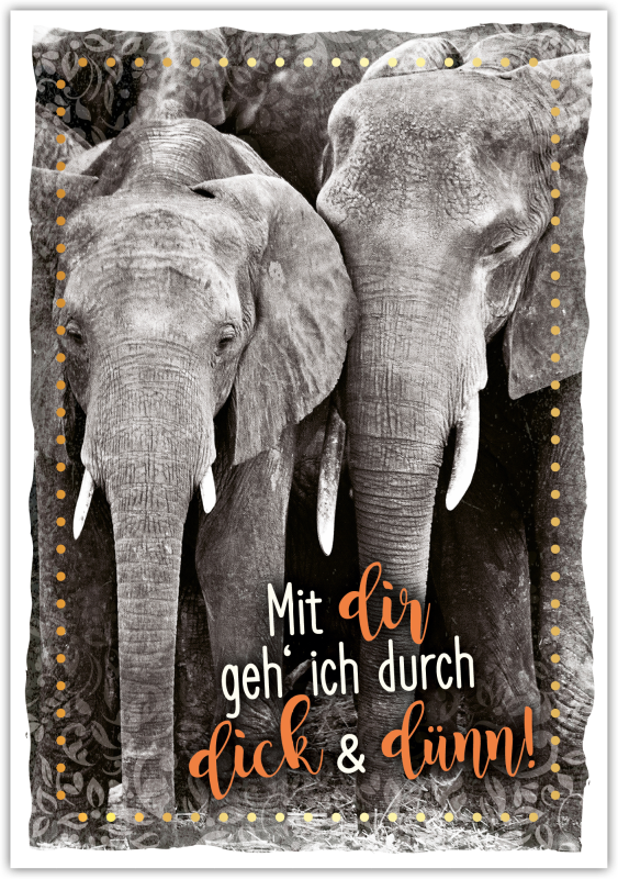 Postkarte Happy Words "Mit dir geh´ich durch dick und dünn!"