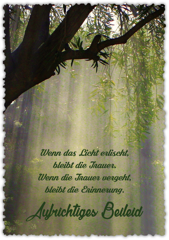 Trauerkarte "Wenn das Licht erlischt, ..."
