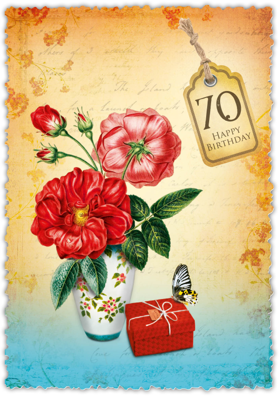 Grußkarte Romantique Blume "70"