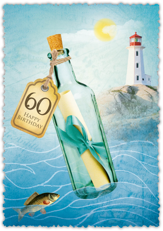 Grußkarte Romantique Flasche"60"