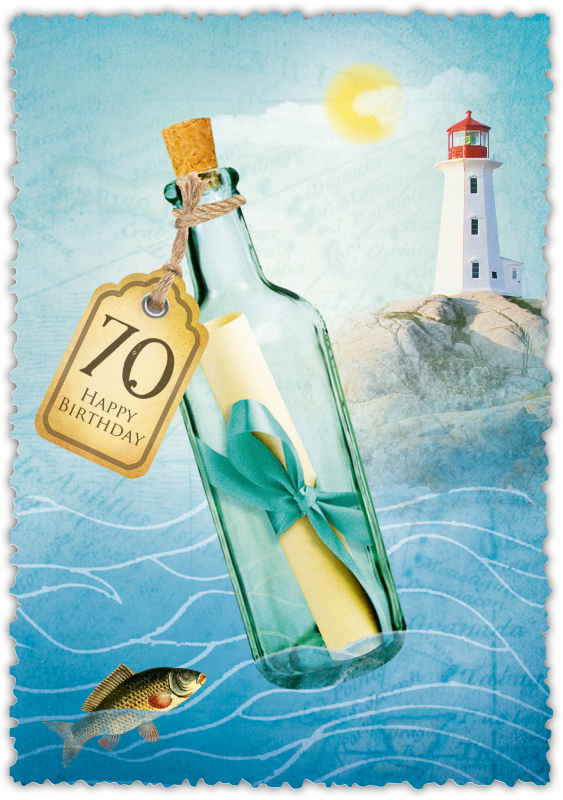 Grußkarte Romantique Flasche"70"