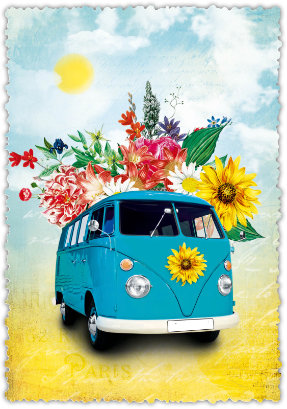 Grußkarte Romantique VW Bus