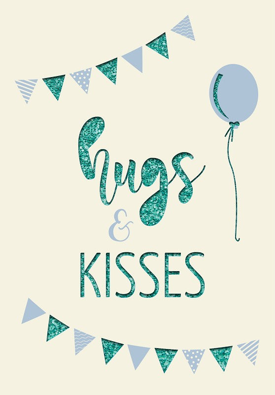 Grußkarte Paper Deluxe "Hugs & Kisses" - Luftballon