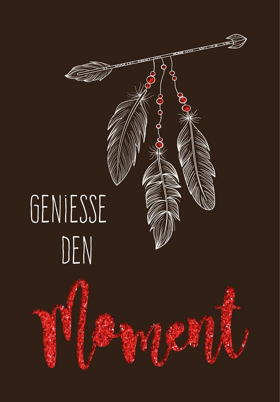 Grußkarte Paper Deluxe "Genieße den Moment" - Federn