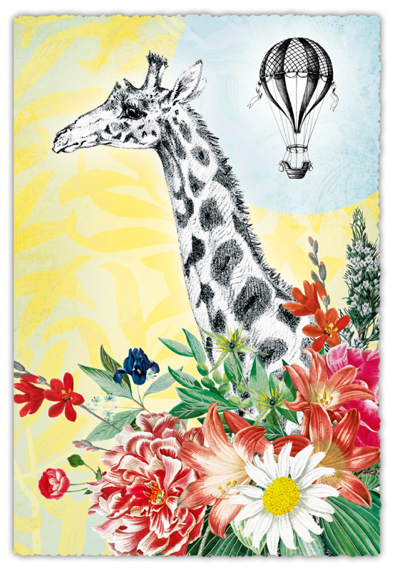 Grußkarte Silver Line - Giraffe