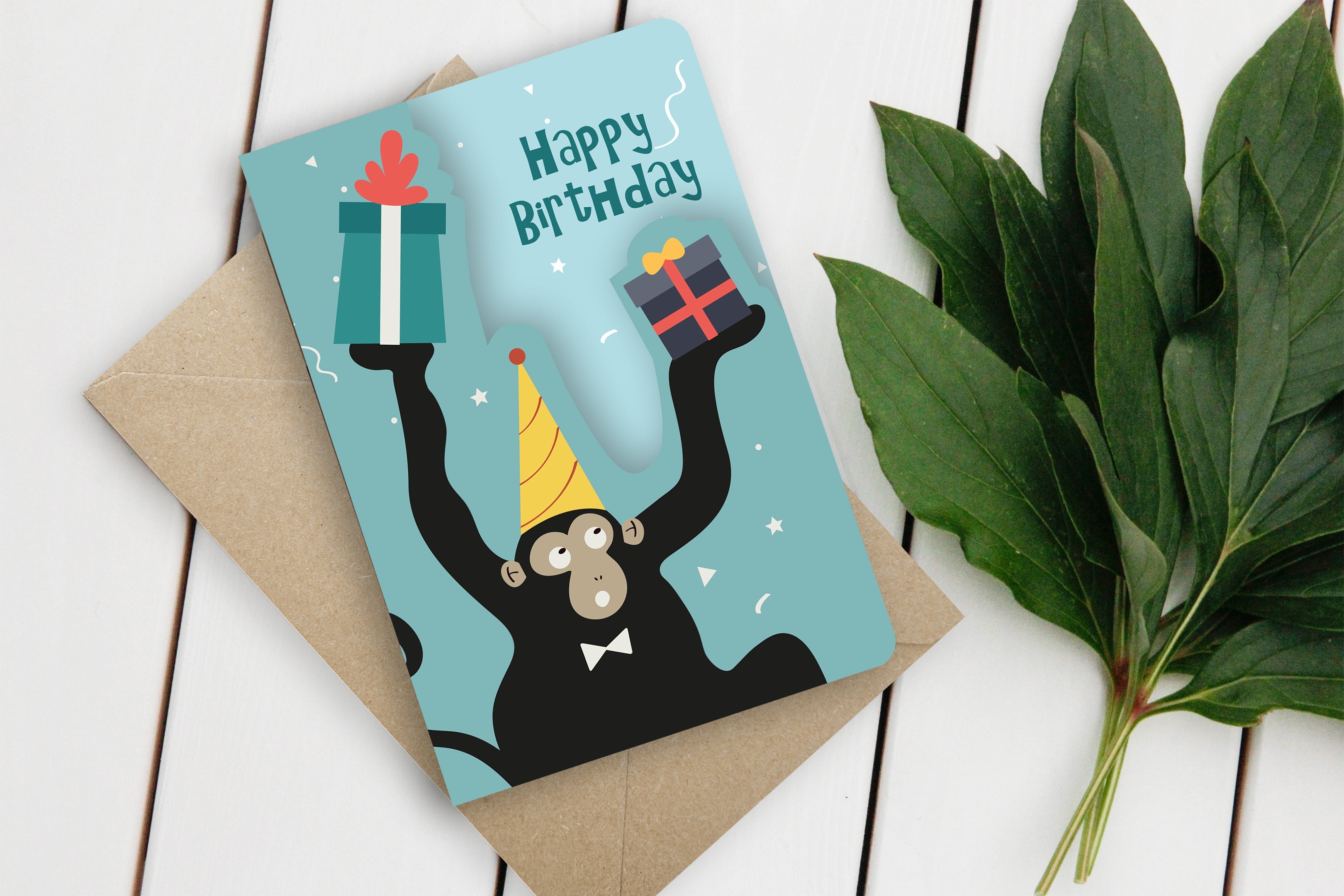 Grußkarte Fun-Cut "Affenparty"
