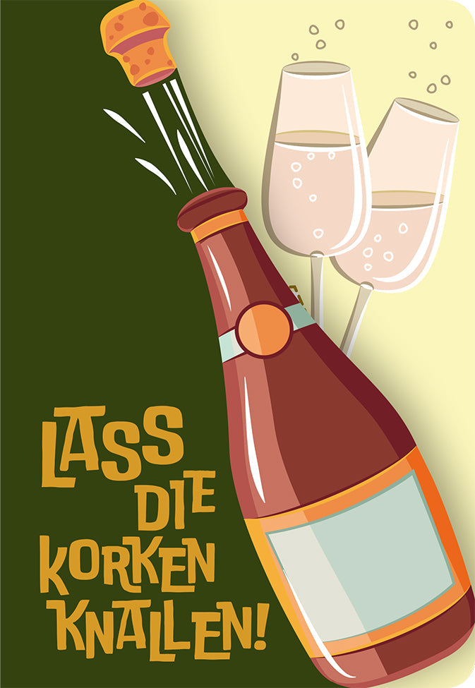 Grußkarte Fun-Cut "Lass die Korken knallen"