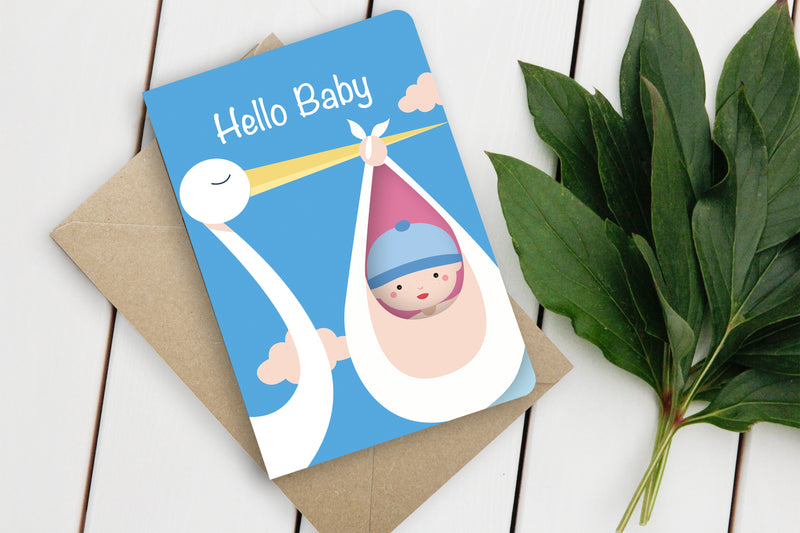 Fun-Cut Doppelkarte "Hello Baby - Blau"
