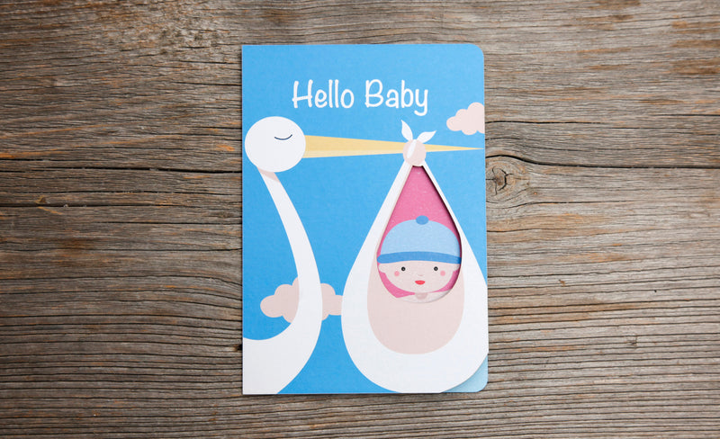 Fun-Cut Doppelkarte "Hello Baby - Blau"