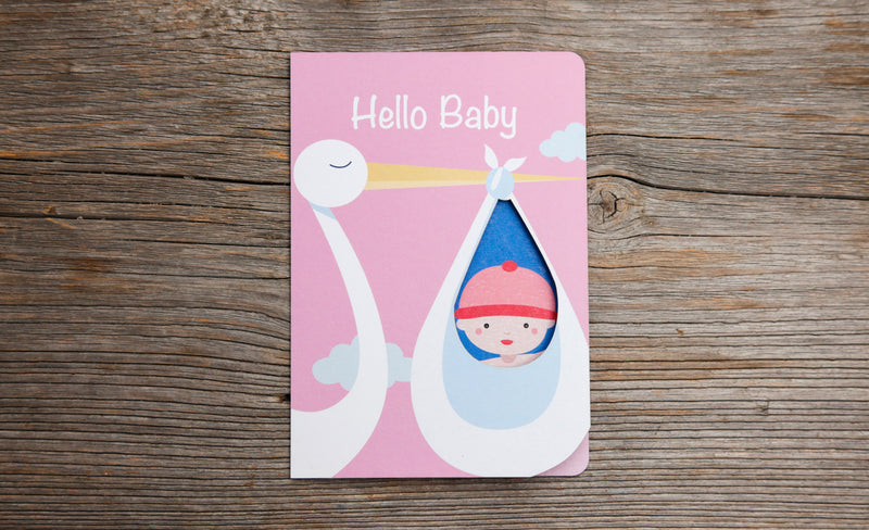 Fun-Cut Doppelkarte "Hello Baby - Rosa"