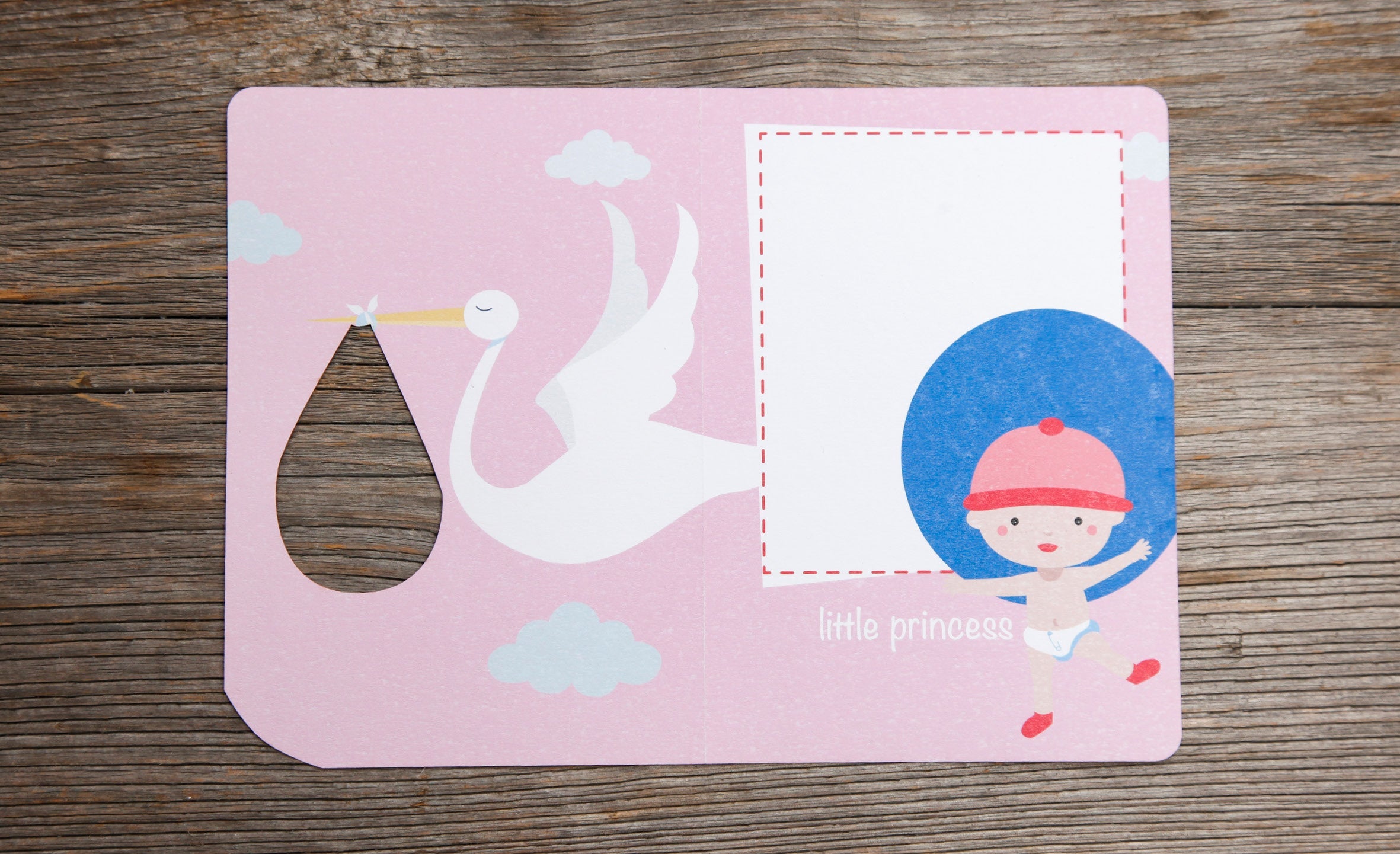 Grußkarte Fun-Cut "Hello Baby - Pink"