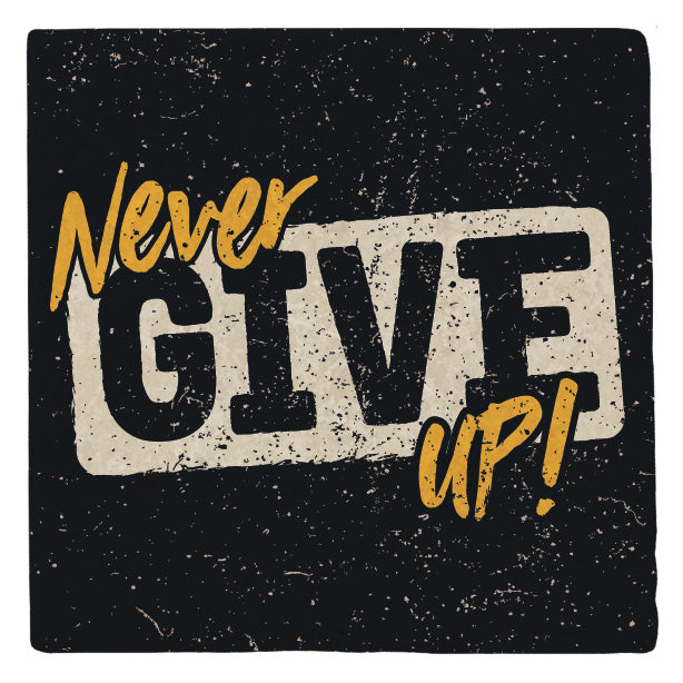 Marmormagnet "Never give up"