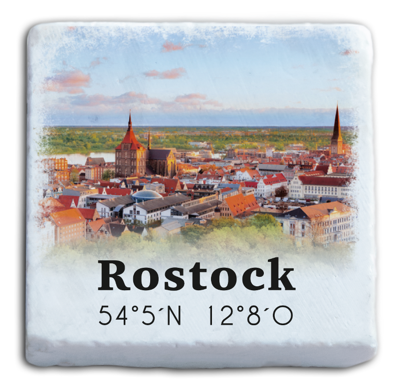 Marmormagnet "Rostock Koordinaten"