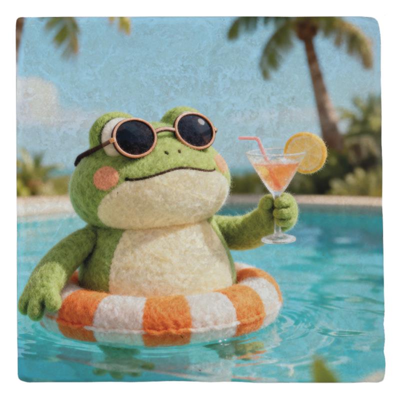 Marmormagnet Falunies "Frosch Urlaub"